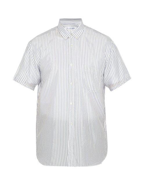Matchesfashion.com Comme Des Garons Shirt - Striped Crinkled Shirt - Mens - Blue
