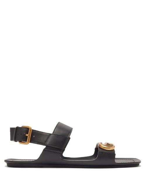 Matchesfashion.com Gucci - Sonique Gg Plaque Leather Sandals - Womens - Black