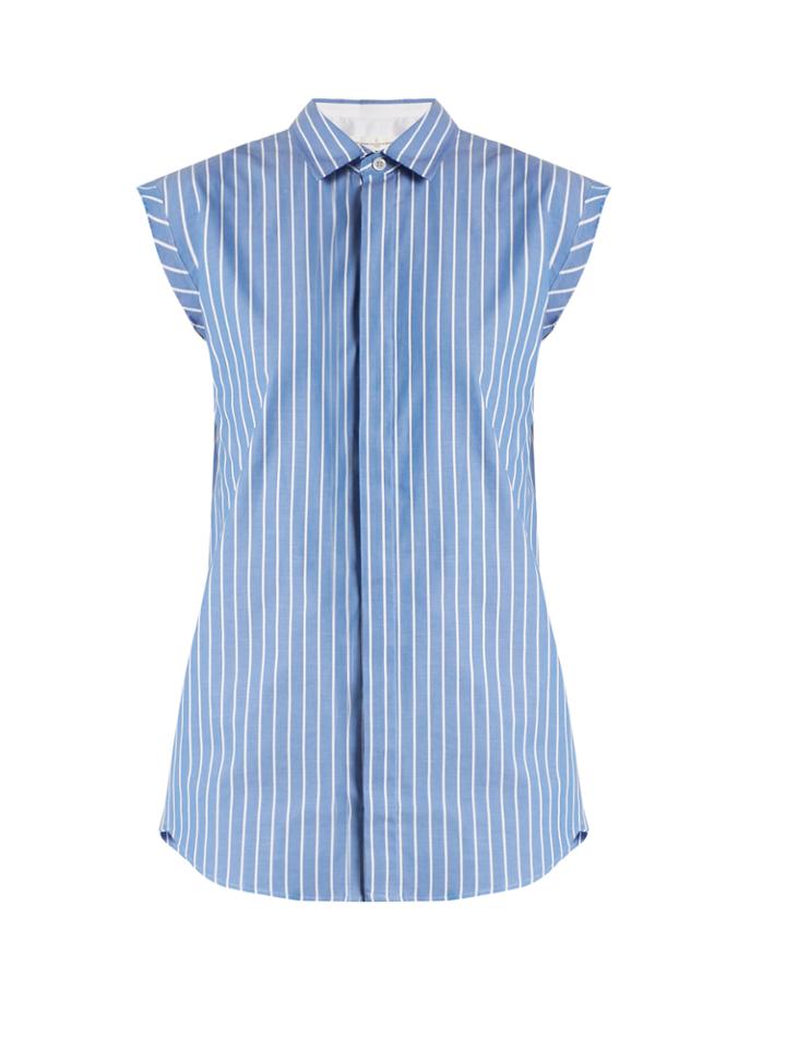 Golden Goose Deluxe Brand Buttoned-back Striped Cotton Sleeveless Shirt