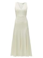 Matchesfashion.com Gabriela Hearst - Annabelle Fit And Flare Wool Blend Crepe Dress - Womens - Ivory