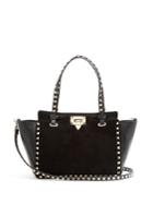Valentino Rockstud Small Leather And Suede Tote