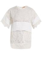 Matchesfashion.com No. 21 - Crepe Panelled Lace T Shirt - Womens - White