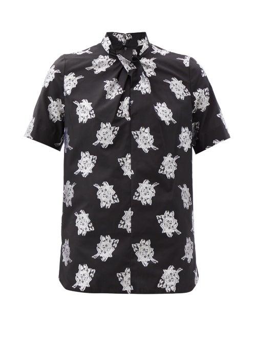 Matchesfashion.com Erdem - Karola Floral Fil-coup Twill Blouse - Womens - Black Multi
