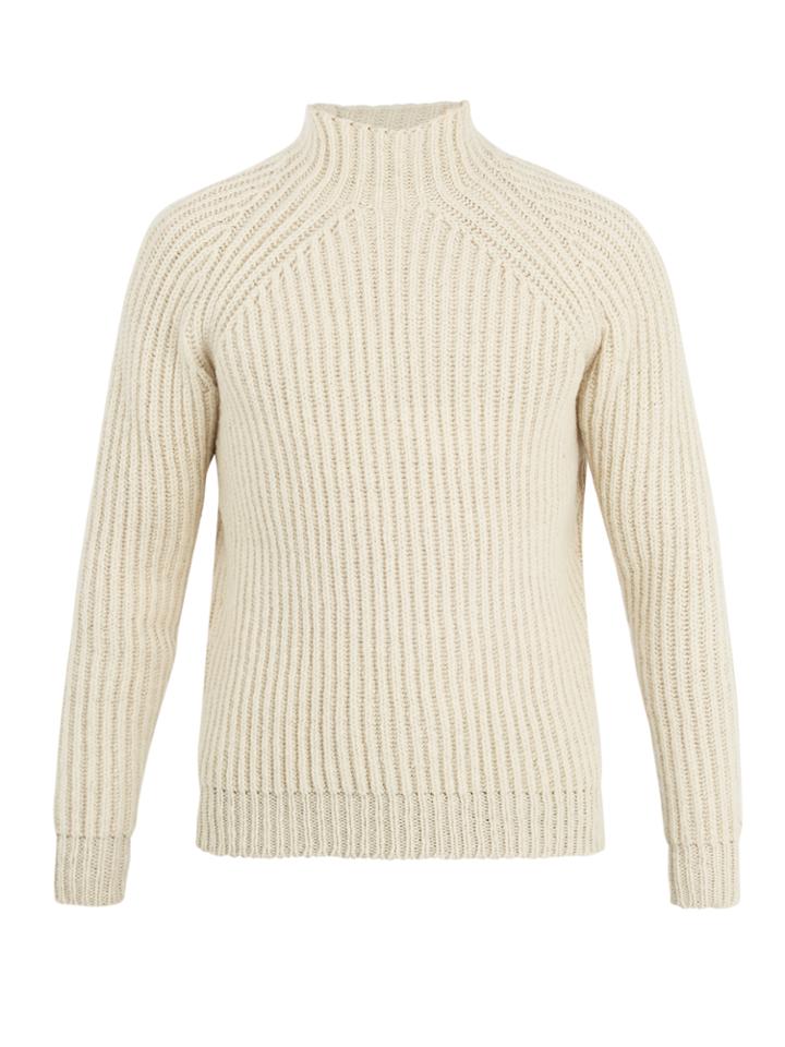 De Bonne Facture High-neck Ribbed-knit Wool Sweater