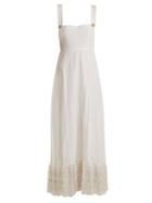Matchesfashion.com Athena Procopiou - Sunday Morning Pinafore Embroidered Cotton Dress - Womens - Ivory