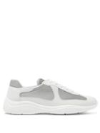 Matchesfashion.com Prada - America's Cup Mesh And Leather Trainers - Womens - White Silver