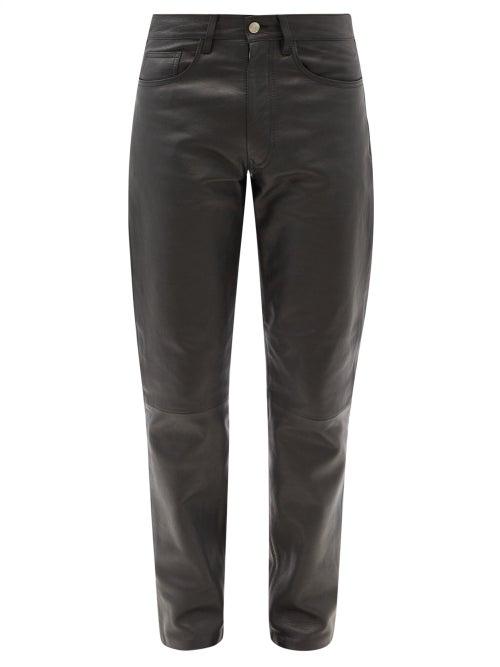 Mens Rtw Sunflower - Straight-leg Leather Trousers - Mens - Black
