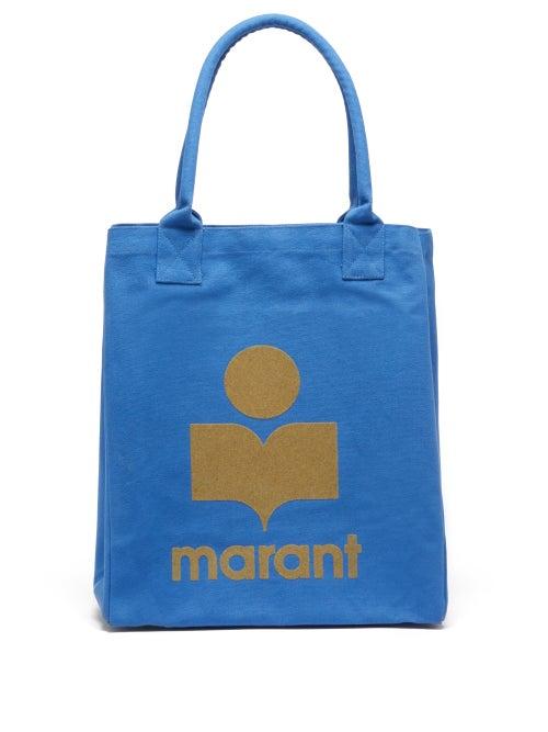 Matchesfashion.com Isabel Marant - Yenky Logo-flocked Cotton-canvas Tote Bag - Womens - Blue Multi