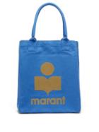 Matchesfashion.com Isabel Marant - Yenky Logo-flocked Cotton-canvas Tote Bag - Womens - Blue Multi