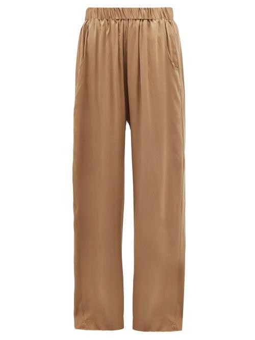 Matchesfashion.com Worme - The Standard Flare Silk Trousers - Womens - Tan