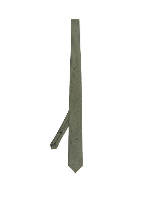 Matchesfashion.com Title Of Work - Bead Embellished Silk Tie - Mens - Green
