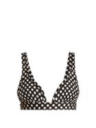 Matchesfashion.com Norma Kamali - 17 Banded Polka Dot Print Bikini Top - Womens - Black Multi
