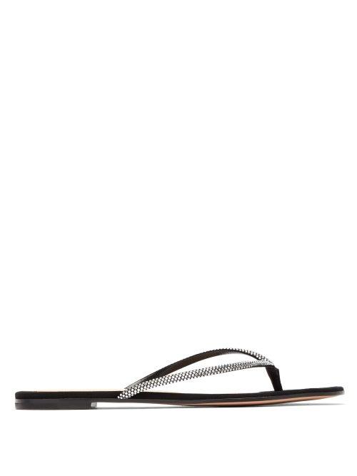 Matchesfashion.com Gianvito Rossi - India Crystal-embellished Suede Sandals - Womens - Black Silver