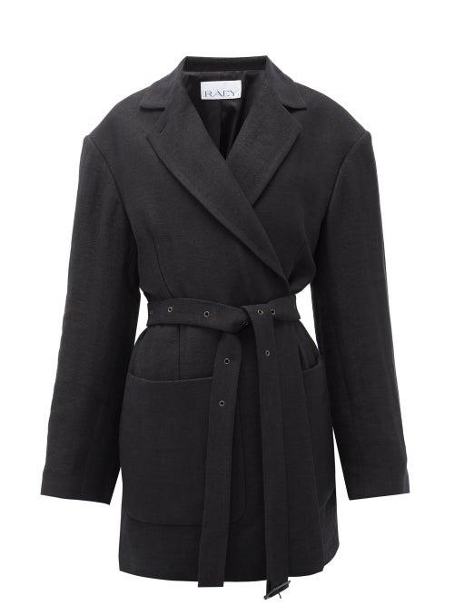 Matchesfashion.com Raey - Oversized Belted Cotton-blend Jacket - Womens - Black