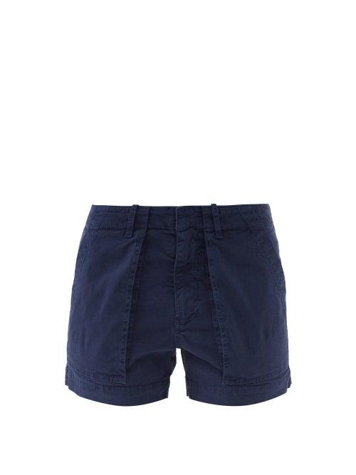 Nili Lotan - Washed-twill Utility Shorts - Womens - Dark Blue