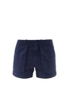 Nili Lotan - Washed-twill Utility Shorts - Womens - Dark Blue