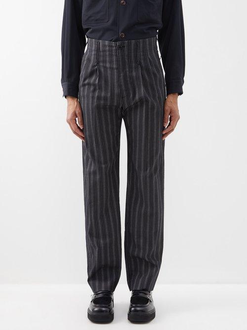 Maryam Nassir Zadeh - Abdou Striped Wool-blend Trousers - Mens - Grey