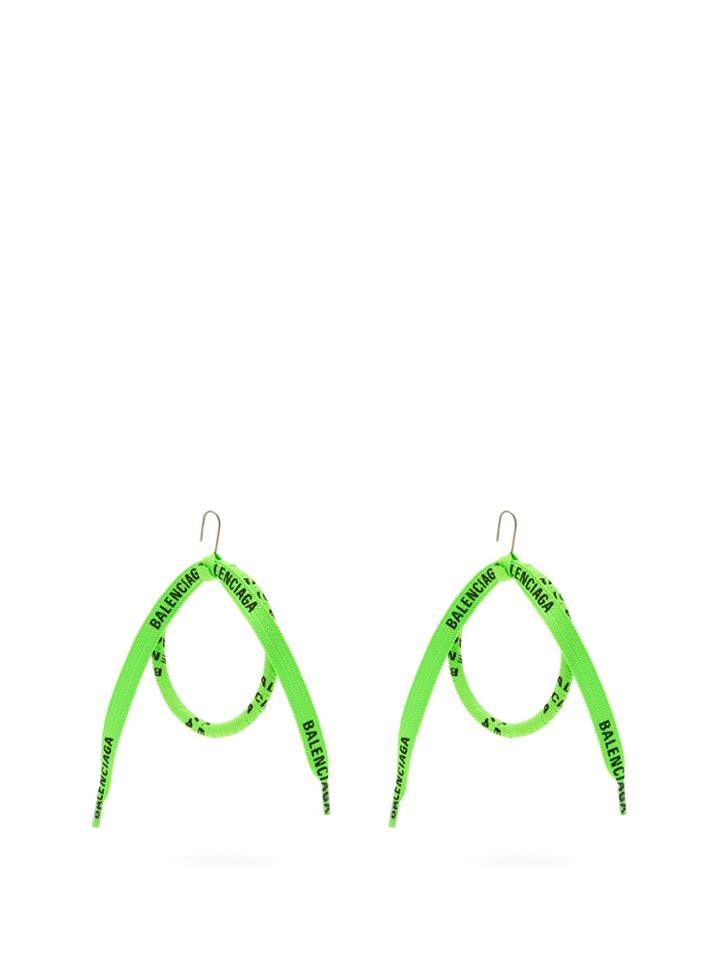 Balenciaga Lace-wrapped Silk Hoop Earrings