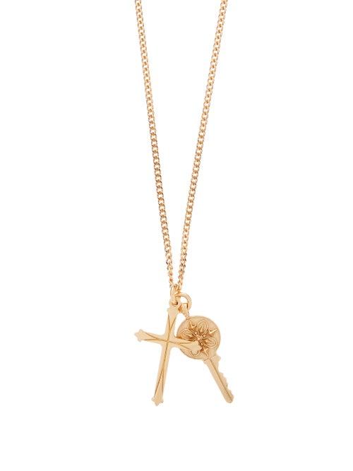 Matchesfashion.com Emanuele Bicocchi - Crucifix And Key Gold-plated Necklace - Mens - Gold