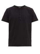 Matchesfashion.com Sunspel - Henley Cotton Jersey T Shirt - Mens - Black
