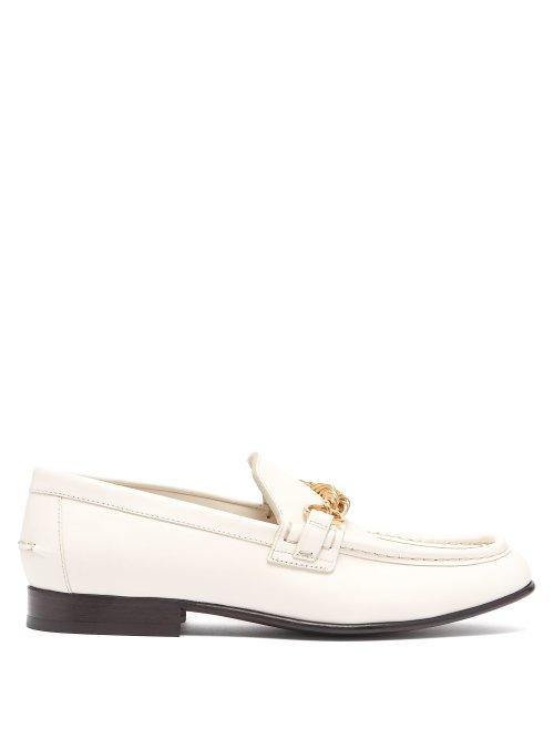 Matchesfashion.com Burberry - Solway Chain Link Leather Loafers - Womens - White