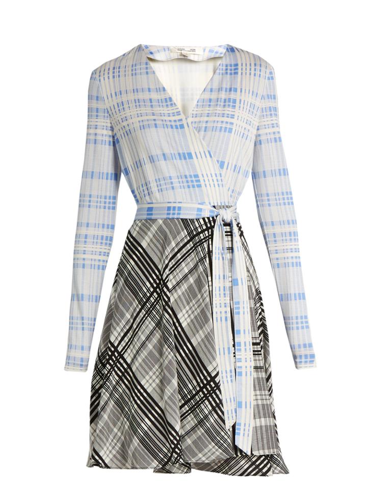Diane Von Furstenberg V-neck Contrast-skirt Wrap Dress