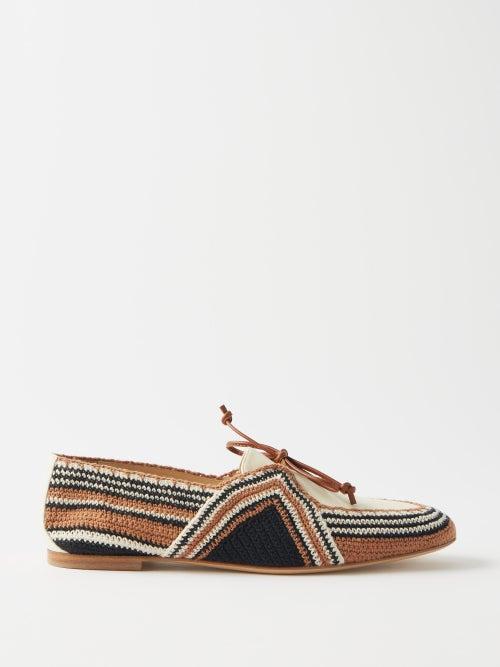 Gabriela Hearst - Hays Cotton And Leather Loafers - Womens - Cream Multi