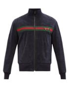Gucci - Web-stripe Suede Bomber - Mens - Dark Navy