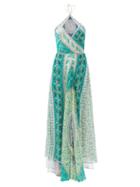 Matchesfashion.com Etro - Patchwork-print Silk-georgette Midi Dress - Womens - Green Blue Print