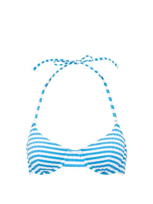 Matchesfashion.com Solid & Striped - The Ginger Striped Underwired Bikini Top - Womens - Blue White