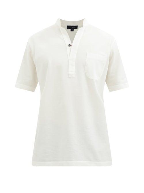 Sease - Fish Tail Cotton-piqu Henley Top - Mens - White