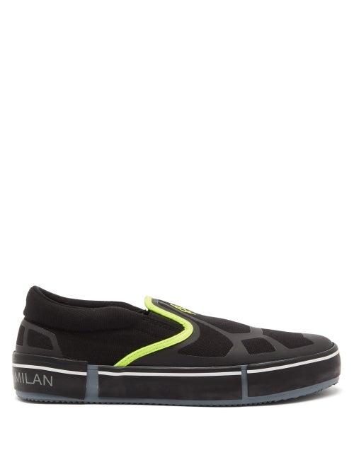Matchesfashion.com Marcelo Burlon - Cross-logo Slip-on Canvas Trainers - Mens - Black Multi