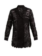 Matchesfashion.com Dolce & Gabbana - Floral Lace Piped Pyjama Top - Womens - Black