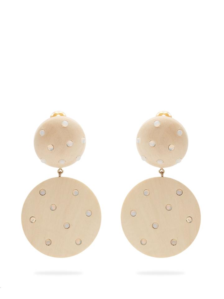 Rebecca De Ravenel Marina Wood Clip-on Earrings