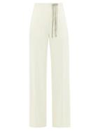 Matchesfashion.com Christopher Kane - Crystal-embellished Brushed Wool-twill Trousers - Womens - Ivory