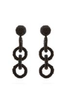 Oscar De La Renta Beaded Hoop-chain Drop Earrings