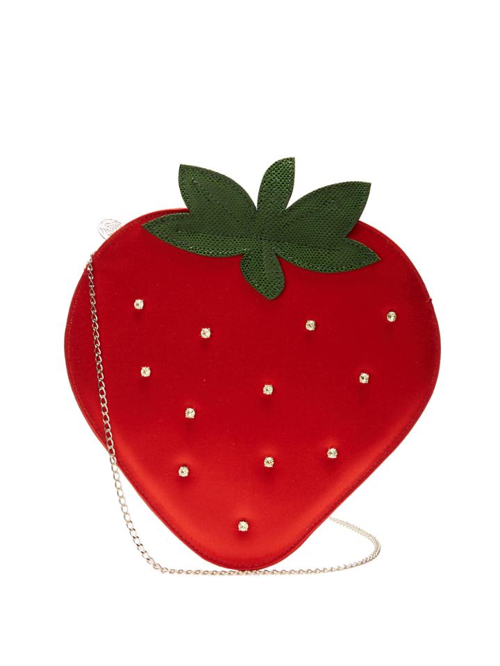 Charlotte Olympia Strawberry Satin Pouch