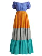 Matchesfashion.com Caroline Constas - Panelled Cotton Blend Maxi Dress - Womens - Multi