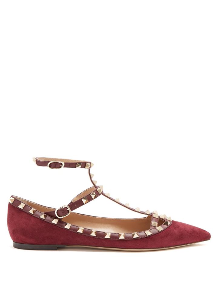Valentino Rockstud T-bar Suede Flats