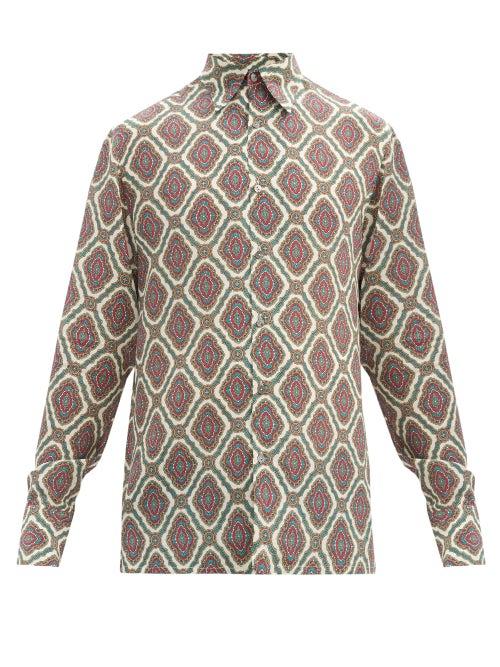 Matchesfashion.com 73 London - Madani-print Silk Crepe De Chine Shirt - Mens - Multi