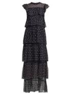 Matchesfashion.com Sir - Marceau Tiered Polka Dot Silk Dress - Womens - Navy