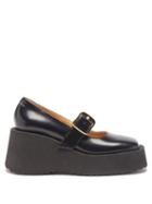 Mm6 Maison Margiela - Platform Leather Mary Jane Shoes - Womens - Black