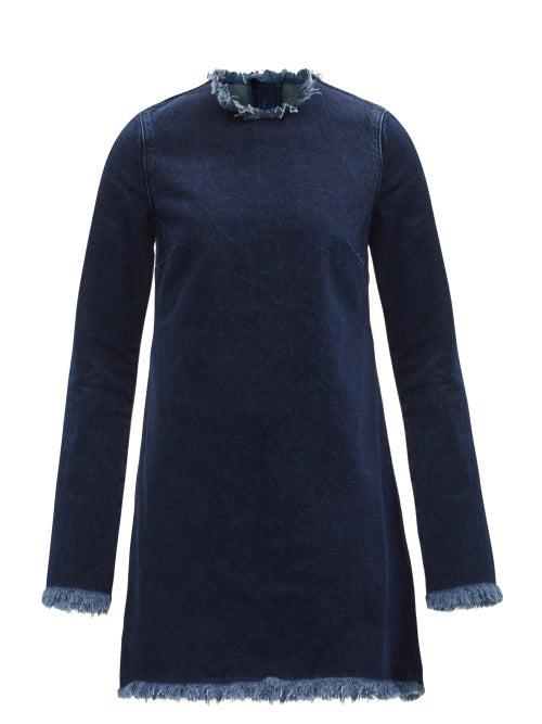 Matchesfashion.com Marques'almeida - Janis Raw-edged Denim Mini Dress - Womens - Dark Denim