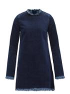 Matchesfashion.com Marques'almeida - Janis Raw-edged Denim Mini Dress - Womens - Dark Denim