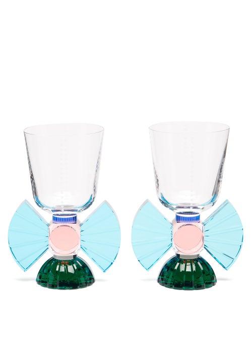 Matchesfashion.com Reflections Copenhagen - Set Of Two Somerset Crystal Glasses - Clear Multi