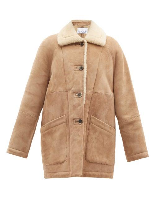 Raey - Shearling Car Coat - Womens - Light Brown