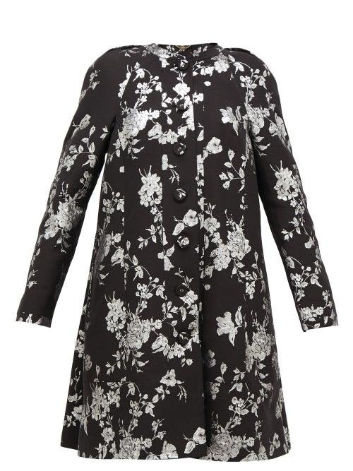 Matchesfashion.com Erdem - Kerianne Single-breasted Cotton-blend Brocade Coat - Womens - Black Silver