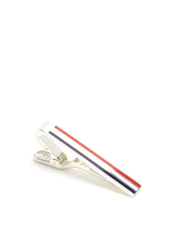 Thom Browne Striped-enamel Sterling-silver Tie Bar