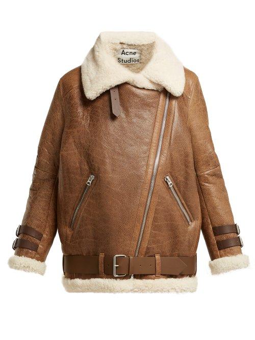 Matchesfashion.com Acne Studios - Velocite Shearling Jacket - Womens - Brown White