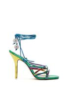 Matchesfashion.com The Attico - Eve Wrap Around Metallic Leather Sandals - Womens - Multi